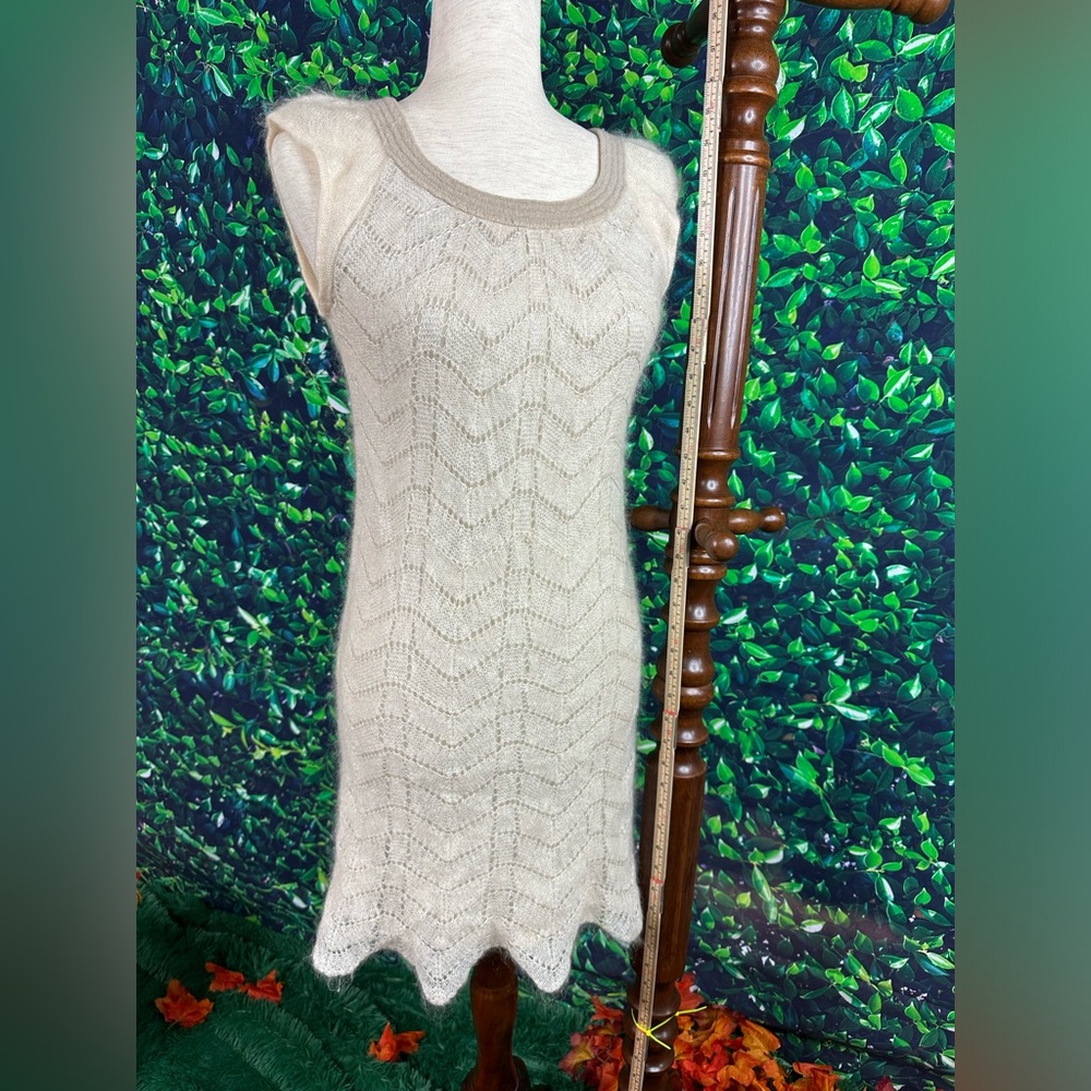 Soft magical ivory and gold threaded Mohair dress. Fully lined